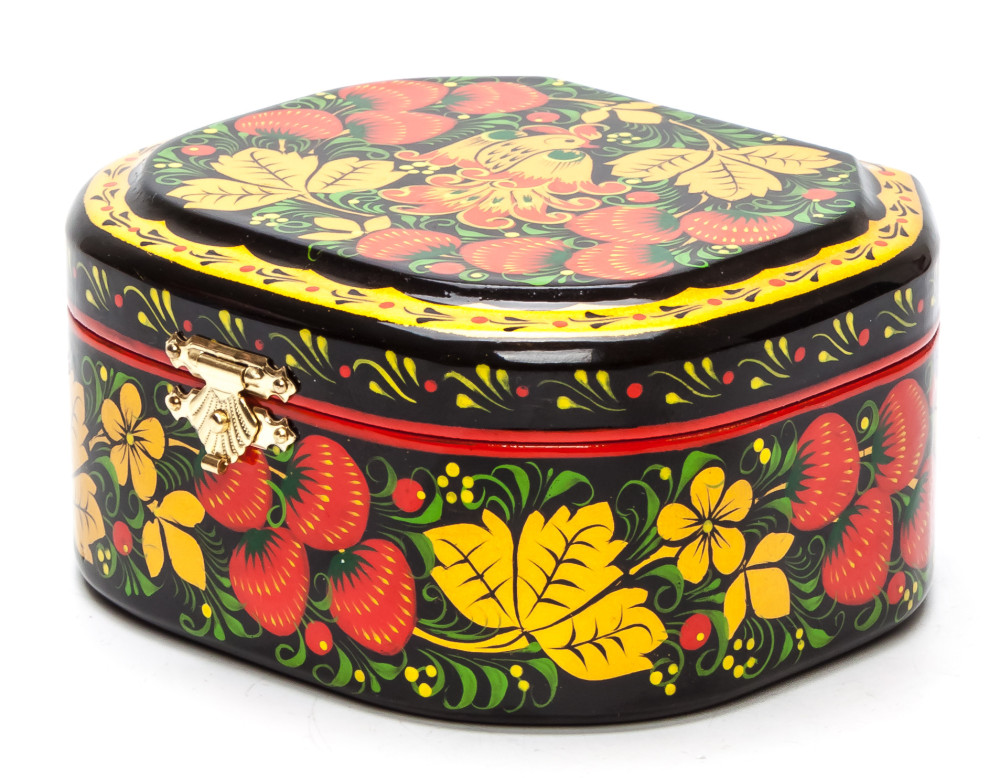 Khokhloma Painting Jewellery Wooden Box 120x100 mm