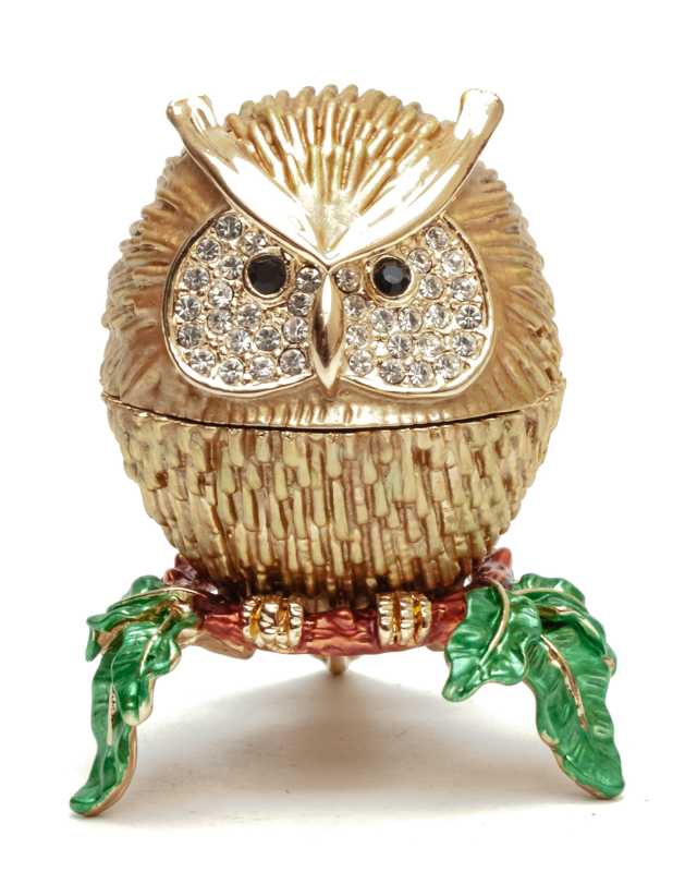 50 mm Small Owl Brown Jewellery Box