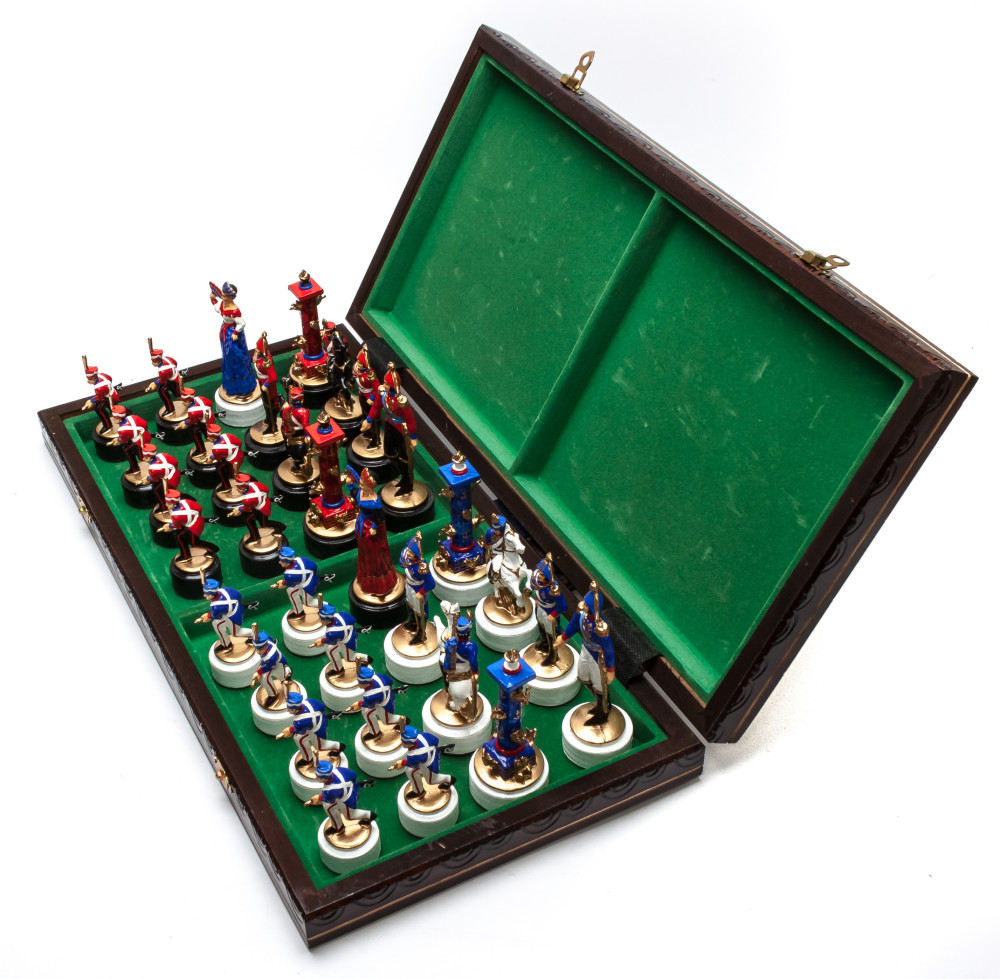 490x490 mm The Battle of Borodino handpainted figures on wooden Chess Board (by Fyodor Chess Studio)