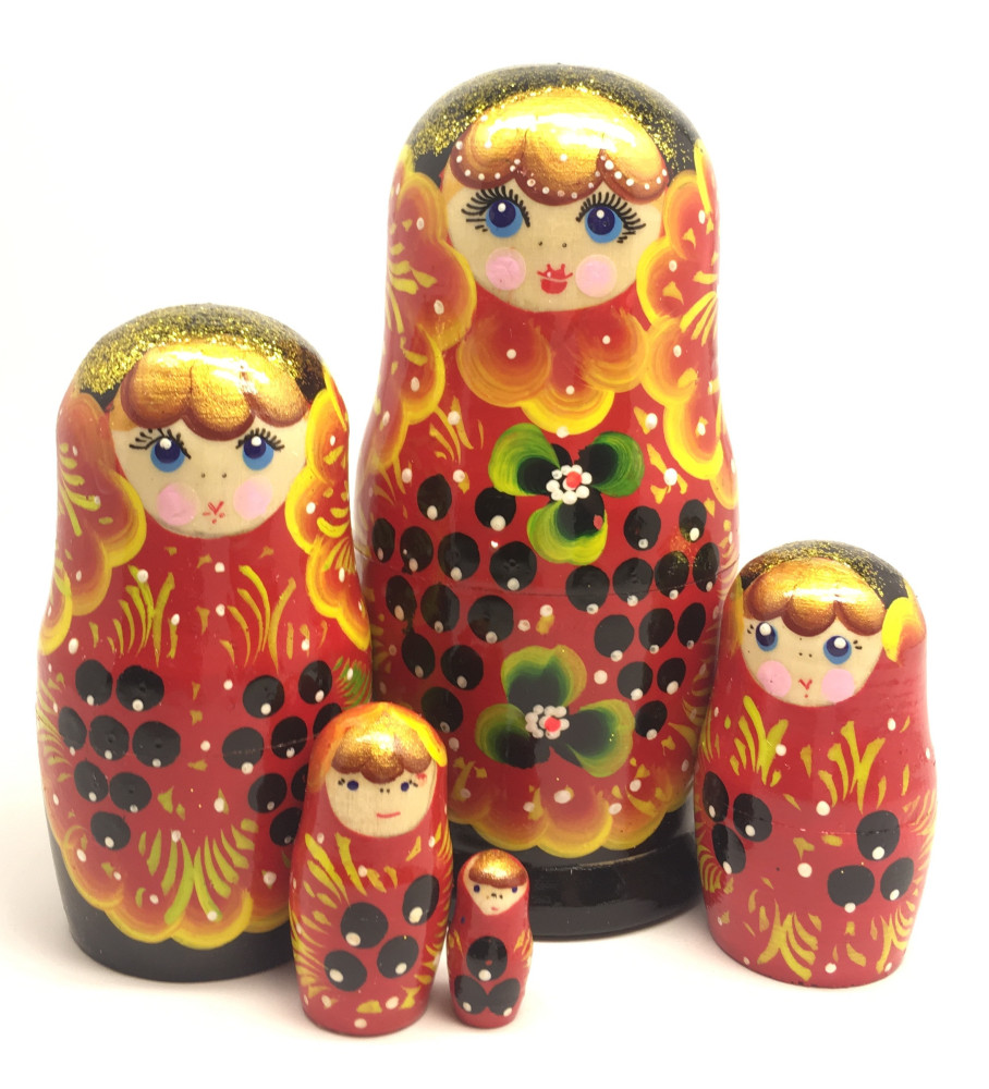 120 mm Maidan Art Hand Painted Matryoshka Doll 5 pcs (by Oleg Crafts)