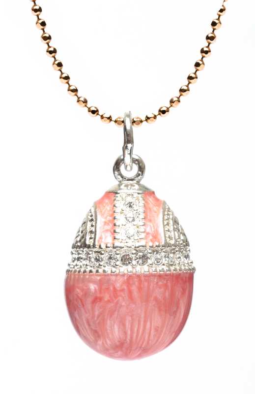 Water Drop with Rhinestones Pink Egg Pendant