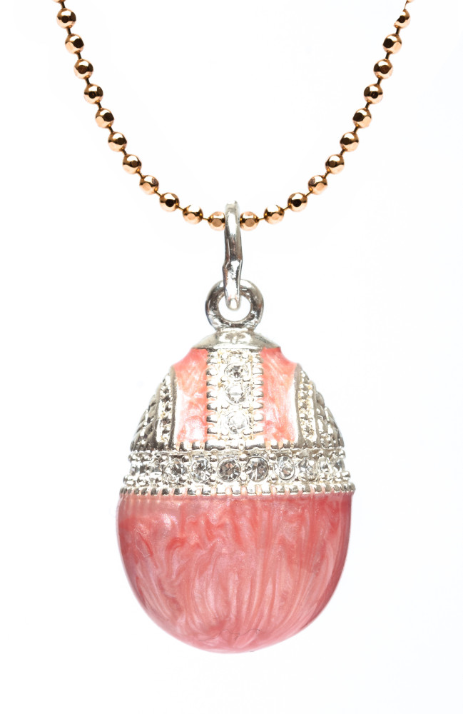 Water Drop with Rhinestones Pink Egg Pendant