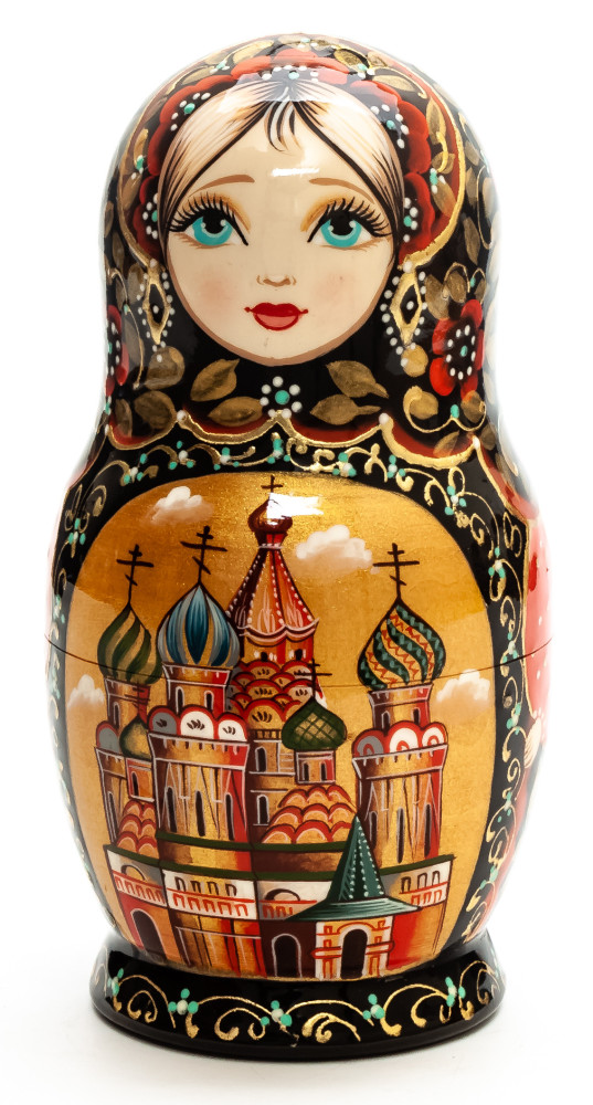 140 mm Moscow Snt Basil Cathedral hand painted on wooden Matryoshka doll 5 pcs (by A Studio)