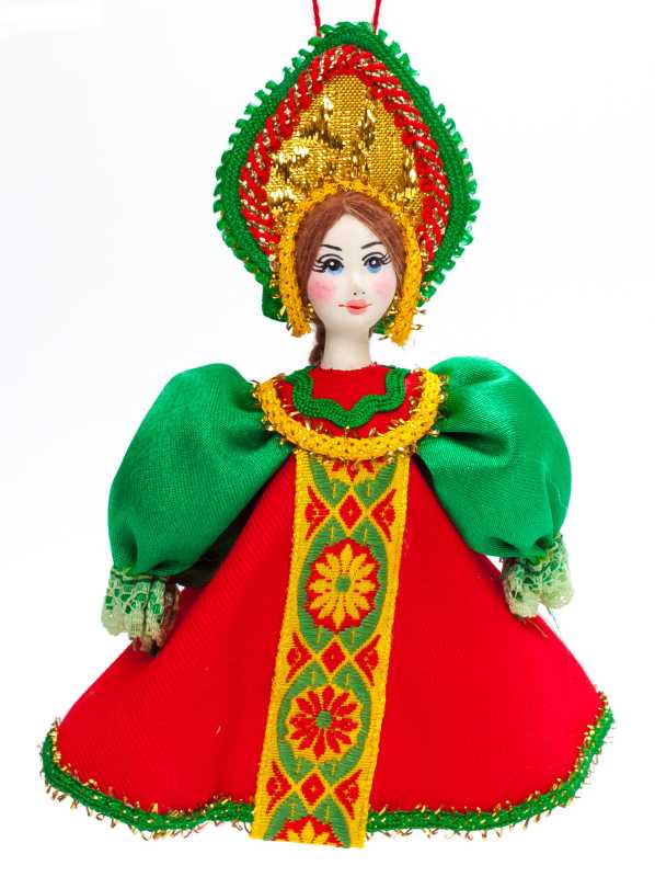 Porcelain Doll in a Russian Dress and Kokoshnik - 5.5 Inches (by Le Russe)