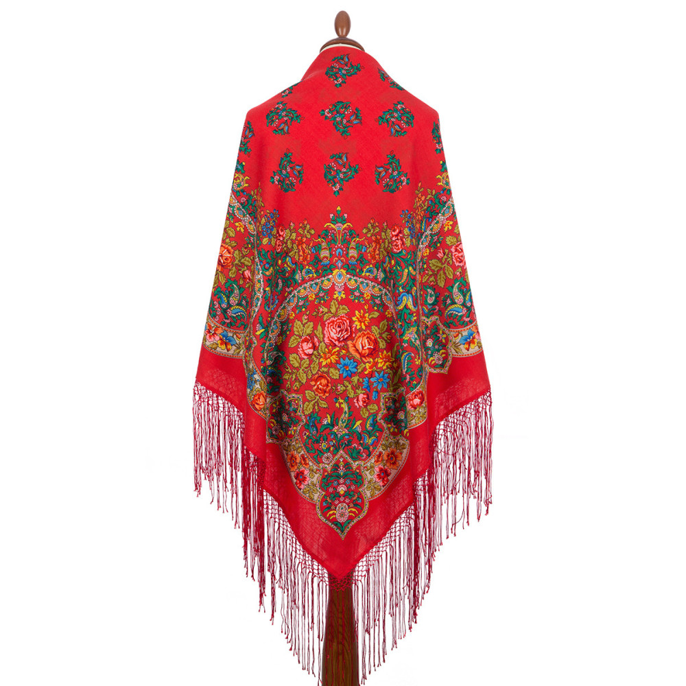 Shop Thick Woolen Fabric Shawls with Silk Fringe 148x148 cm Шаль «Медальоны» online at Skazka.site | Eligible for fast shipping and free returns. Шаль «Медальоны»