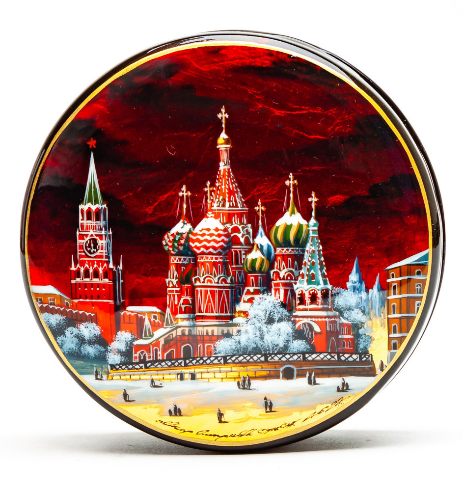 110x40mm The Red Square Hand Painted Jewellery Box (by Tatiana Shkatulka Crafts)
