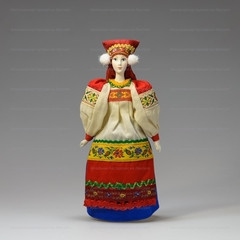 Russian Girl hand made Porcelain Doll in a National Dress and Kokoshnik - 11 Inches (by Le Russe)
