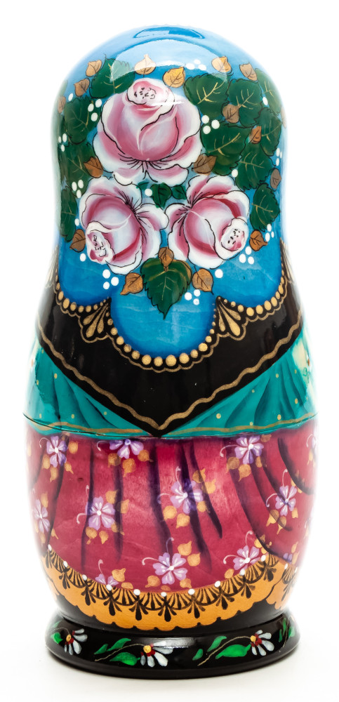  160 mm Girl with Strawberries hand painted Matryoshka 5 pcs (by Galina Ulianova)