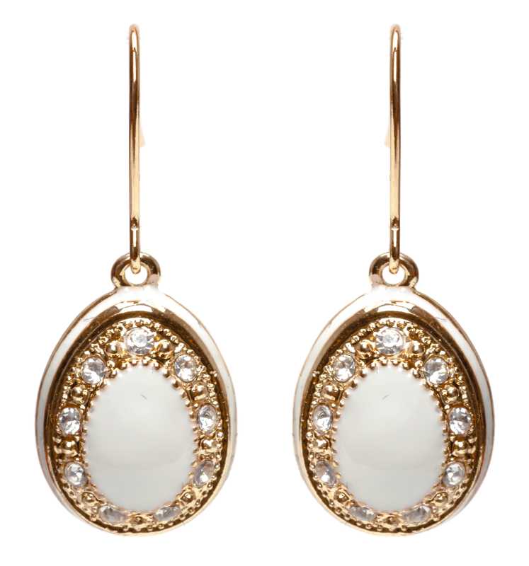 15x35 mm White Oval Egg Shaped Earrings
