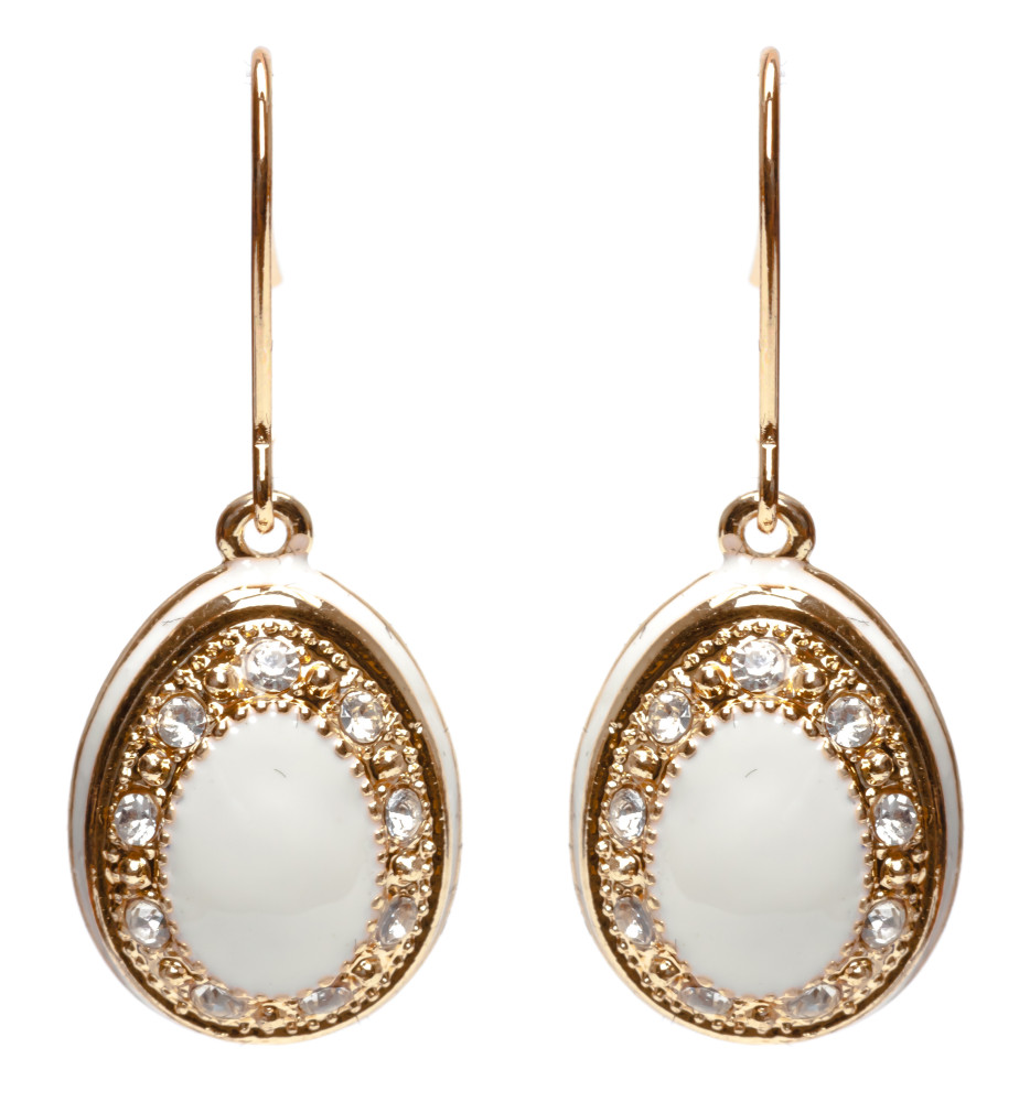 15x35 mm White Oval Egg Shaped Earrings