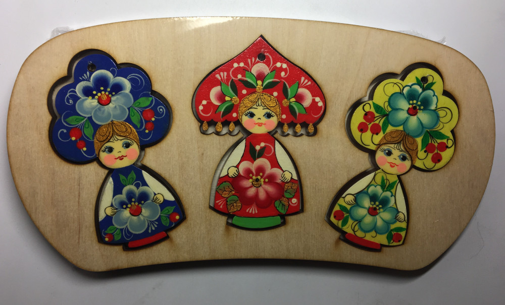 Russian Kokoshnik Dolls Christmas Tree Ornaments set of 3 pcs (by Andrey Studio)