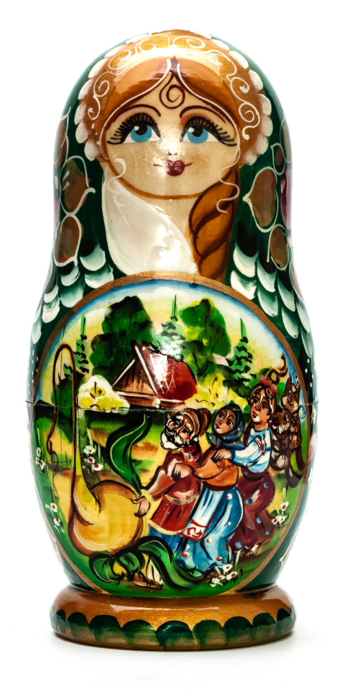 180mm The Gigantic Turnip hand painted Matryoshka round Doll 5pcs (by Skazka)