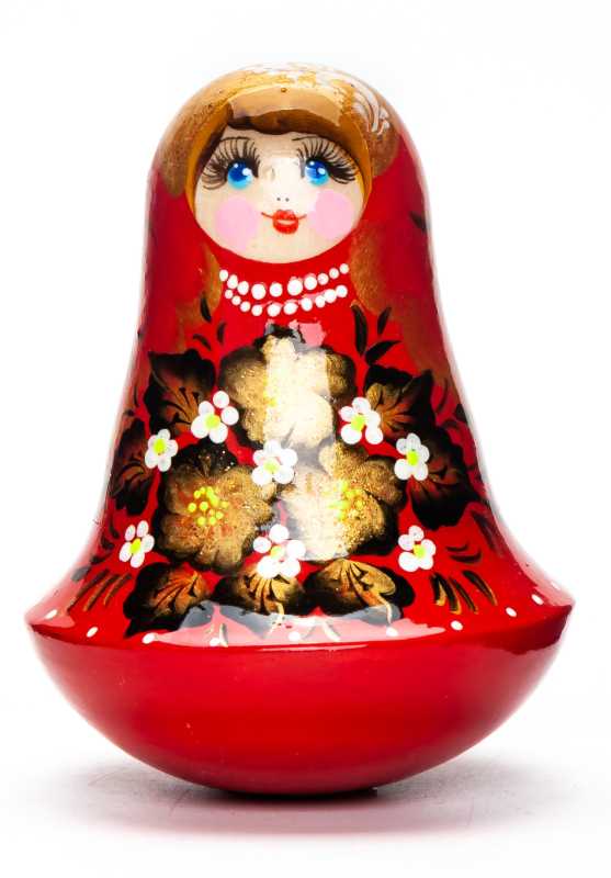 100mm Russian Doll with handpainted Flowers Roly-poly Toy