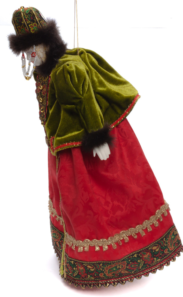 The Girl in a Winter Dress and Fur Hat hand-sewn Porcelain Doll - 16 Inches