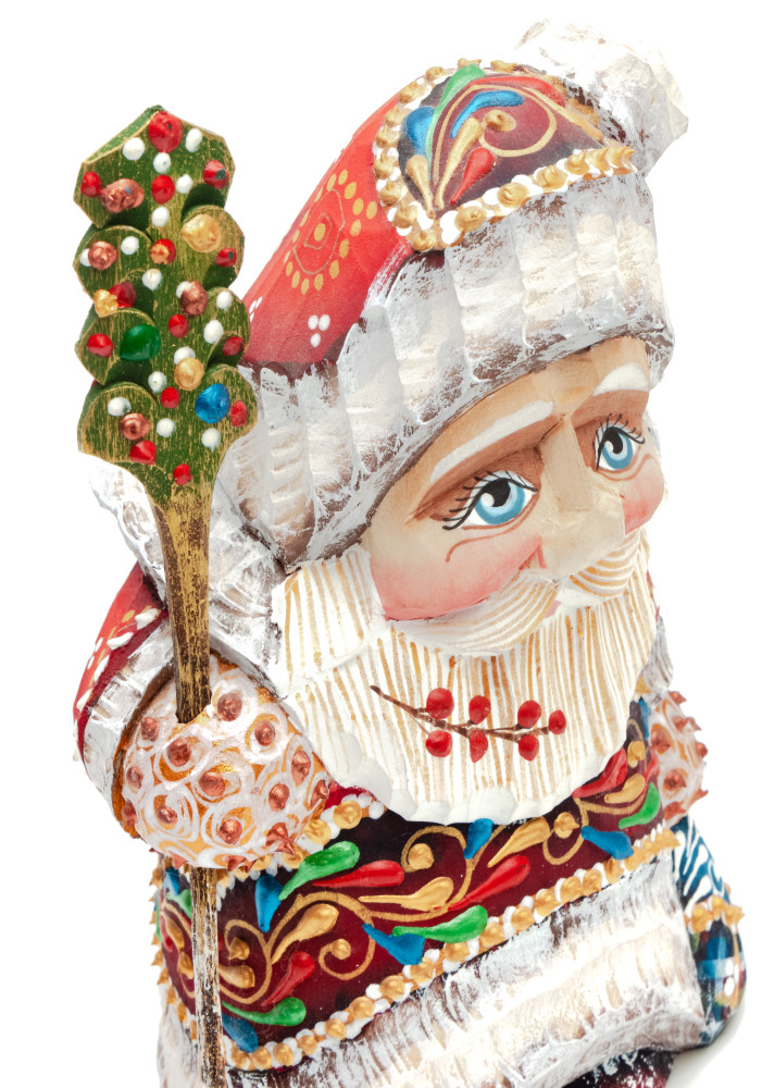 110 mm Santa Claus in a Magic Cap hand carved and painted wooden statue (by Natalia Workshop)