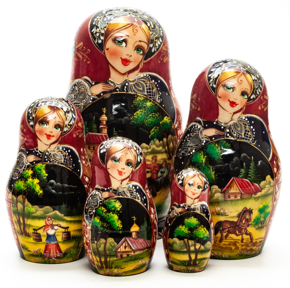 Shop Exclusive Nesting Dolls 160 mm Russian Troika hand painted on Wooden Matryoshka doll 5 pcs (by Valeria Crafts) online at Skazka.site | Eligible for fast shipping and free returns. 160 mm Russian Troika hand painted on Wooden Matryoshka doll 5 pcs (by Valeria Crafts)