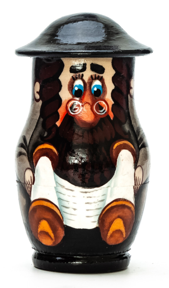 90mm Jew with the Torah hand painted on wooden Matryoshka doll 5 pcs (by Alexander Famous Paintings Studio)