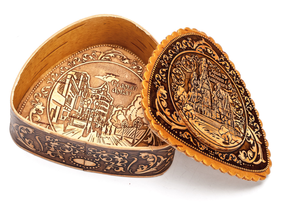 115x100 mm Saint Basil Cathedral hand made Birchbark Jewelry Box (by Maxim Birch)