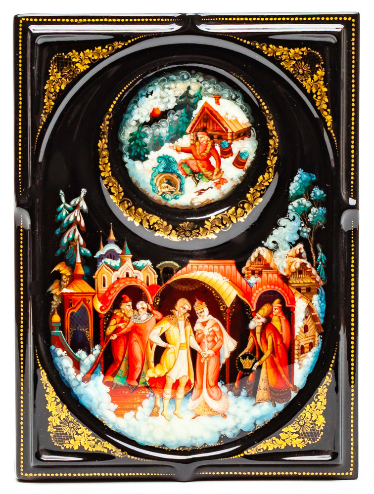110x150mm At The Pike's Behest hand painted lacquered box from Palekh (by Pavel Studio)