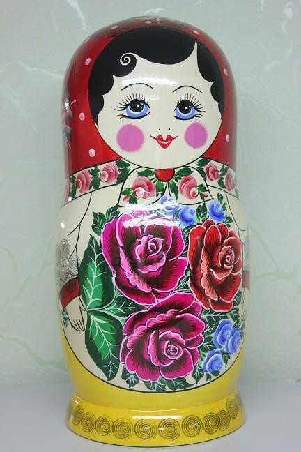 360 mm Red Head Semenovskaya handpainted wooden Matryoshka Doll 20 pcs (by Ivan Studio)