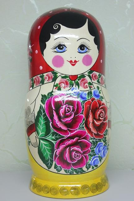 360 mm Red Head Semenovskaya handpainted wooden Matryoshka Doll 20 pcs (by Ivan Studio)