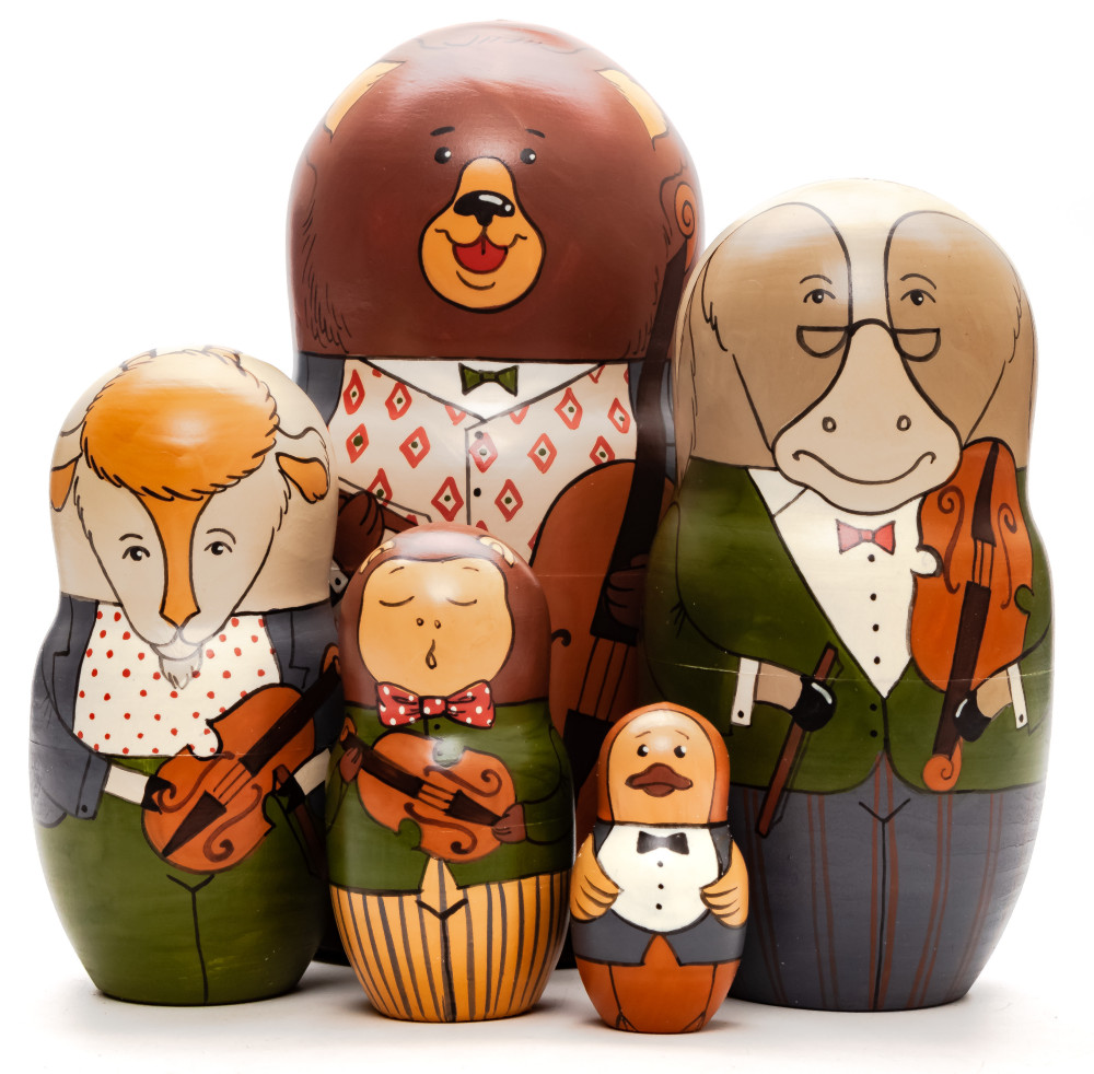 Shop Exclusive Nesting Dolls 160 mm Bear with the Violin hand painted Traditional Russian Wooden Matryoshka doll 5 pcs (by Igor Malyutin) online at Skazka.site | Eligible for fast shipping and free returns. 160 mm Bear with the Violin hand painted Traditional Russian Wooden Matryoshka doll 5 pcs (by Igor Malyutin)