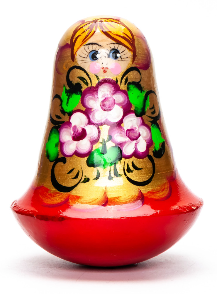 100mm Russian Doll with handpainted Flowers Roly-poly Toy