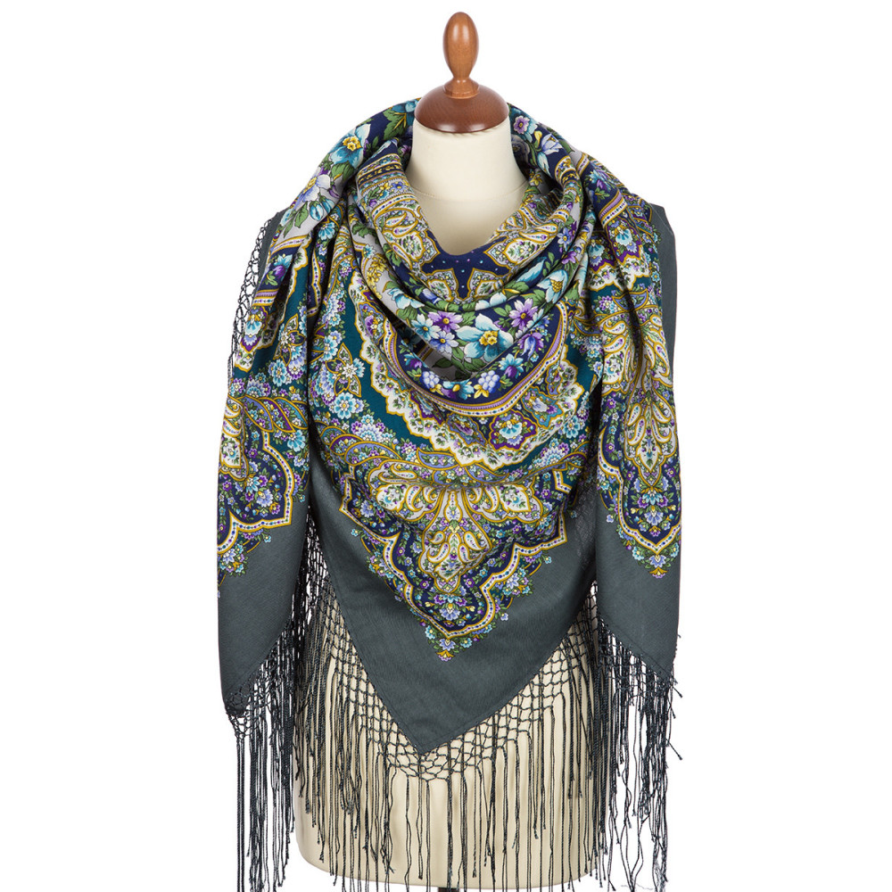 Shop Thick Woolen Fabric Shawls with Silk Fringe 148x148 cm Шаль «Идиллия» online at Skazka.site | Eligible for fast shipping and free returns. Шаль «Идиллия»