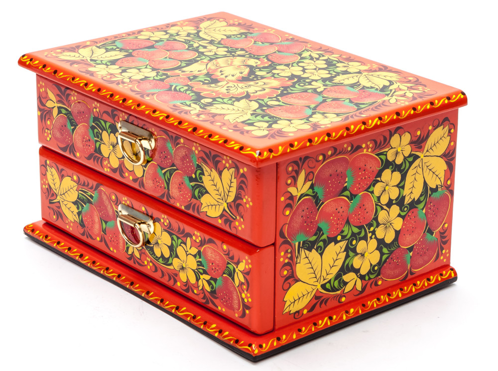 170x130 mm Khokhloma Painting Jewellery Wooden Box