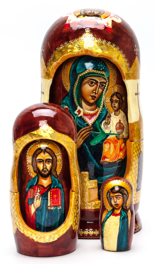 200 mm Unfading Flower Godmother hand painted wooden Matryoshka doll 5 pcs (by Ludmila Icon Paintings)