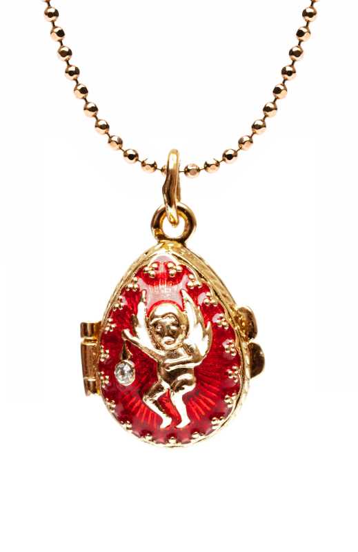 Angel Opening Red Egg Pendant