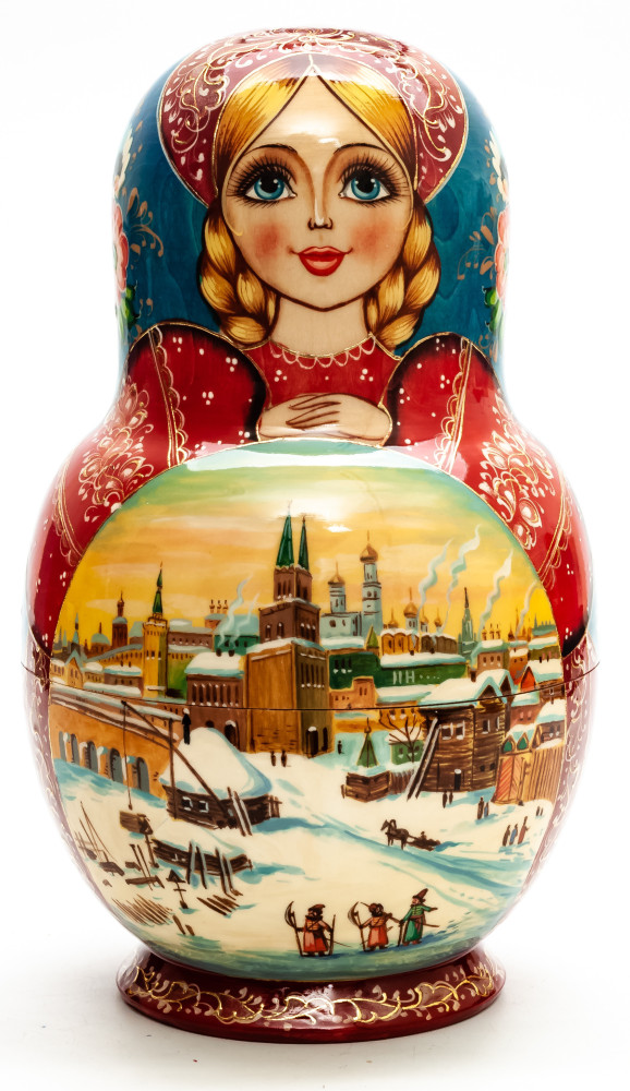 240mm Moscow Kremlin hand painted Matryoshka round Doll 5pcs (by Skazka)