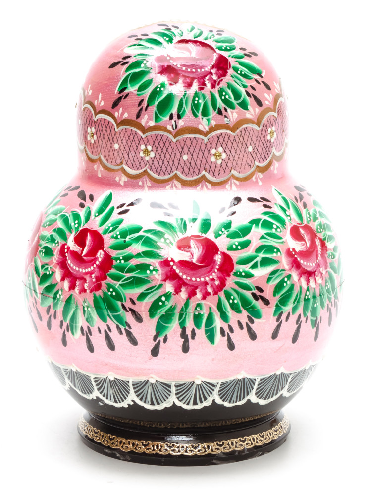 190 mm Red Russian Patterns and Flowers hand painted Wooden Matryoshka 20 pcs (by Elena Kudryashova)