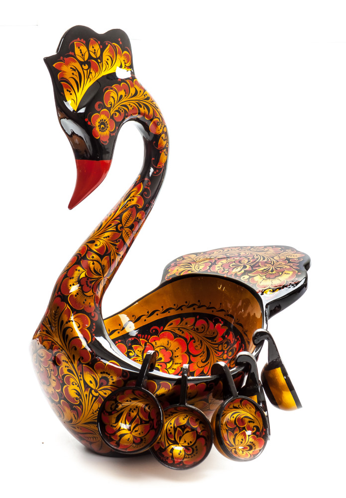 200x300 mm Duck Khokhloma hand painted wooden Ladle for Wine with small Ladles