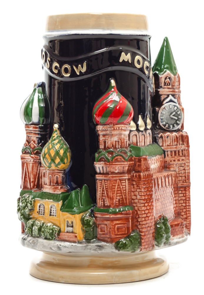 500 ml Snt Basil and Moscow Attractions Ceramic Beer Mug Height 180 mm (by Volga Pottery)