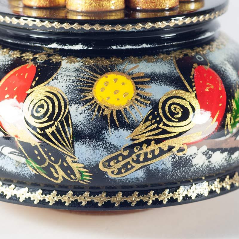 230 mm Saint Basil's Cathedral Bullfinch hand painted Wooden Music Box (by Nightingale Crafts)