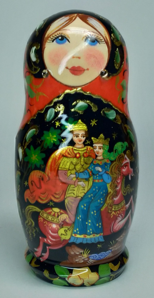 Shop Exclusive Nesting Dolls 110 mm Ruslan and Lyudmila hand painted on wooden Matryoshka doll 5 pcs (by A Studio) online at Skazka.site | Eligible for fast shipping and free returns. 110 mm Ruslan and Lyudmila hand painted on wooden Matryoshka doll 5 pcs (by A Studio)