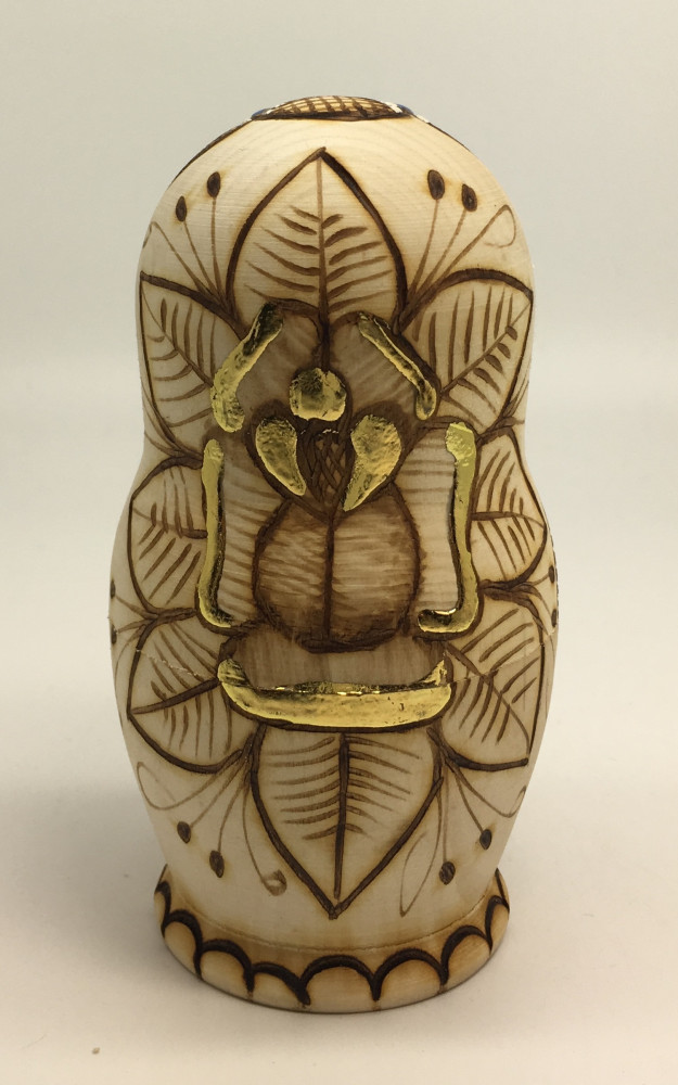 U Small Burnt Wood Matrypshka Doll