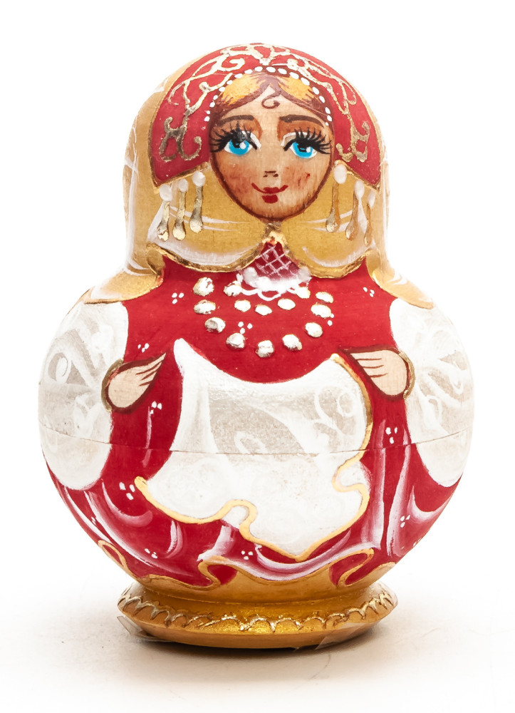 50 mm Maidden with a Scarf hand painted on Wooden Matryoshka doll 5 pcs (by Skazka)