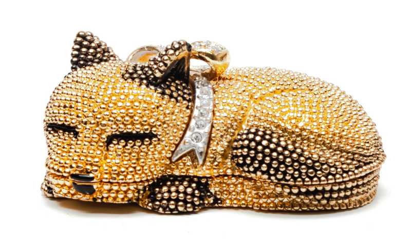 50 mm Small Cat Golden Jewellery Box