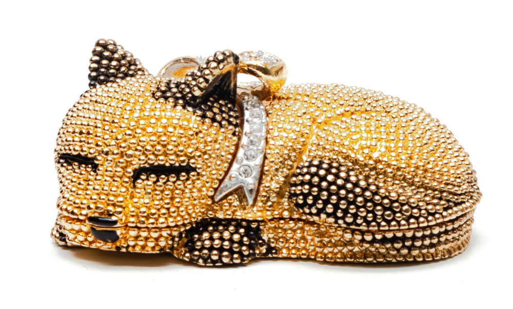 50 mm Small Cat Golden Jewellery Box