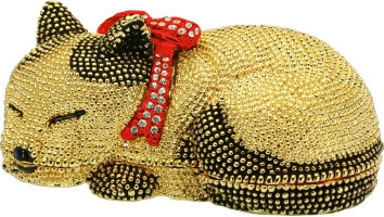 Шкатулка "Кошка" малая, цвет золотой