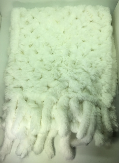 40x180 cm White Rabbit Hair Knitted Stole