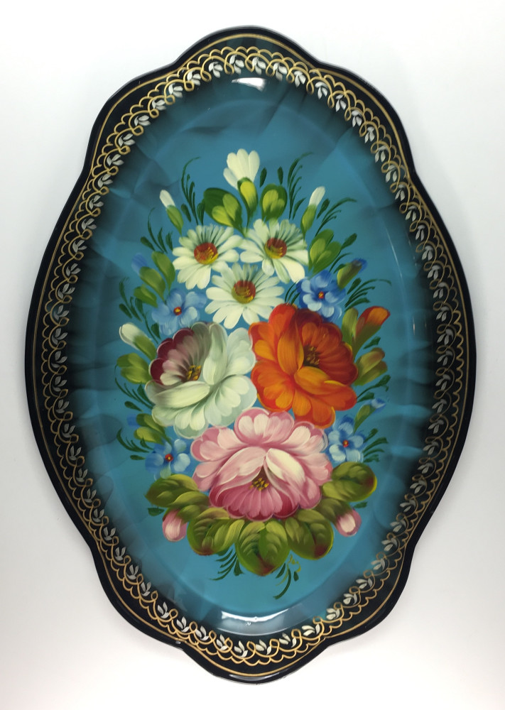 Zhostovo Hand Painted Metal Tray