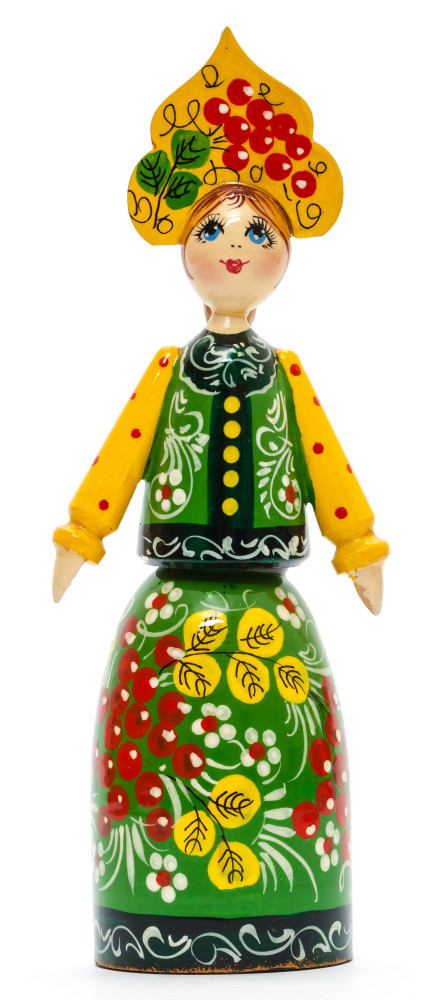170 mm Russian Girl in Kokoshnik hand painted Wooden Doll (by Summer Shine)