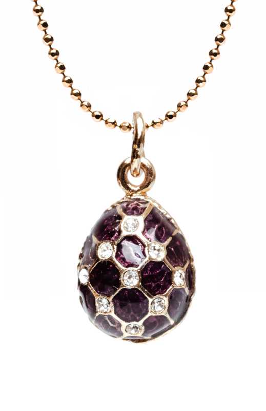 Mesh with Rhinestones Small Violet Egg Pendant