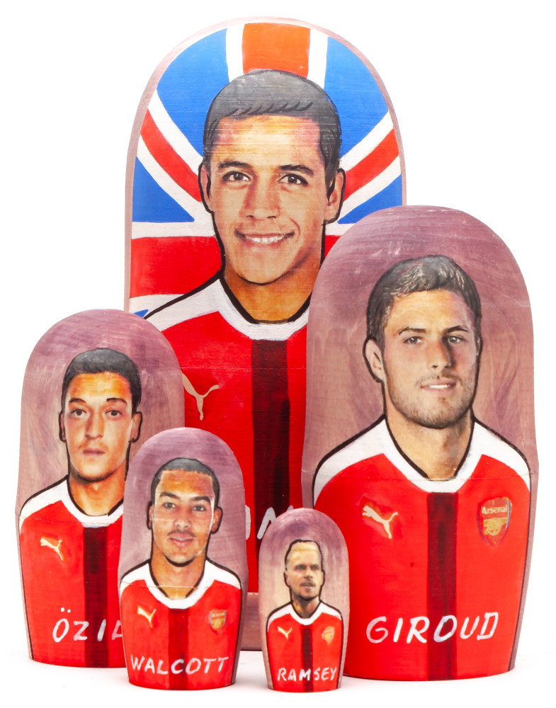 180mm Alexis Sanches from Arsenal Hand Painted Matryoshka Doll 5 pcs (by Konstantin Studio)
