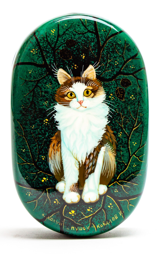 60x100 mm the Cat Hand Painted Jewellery Box (by Sadko Workshop)