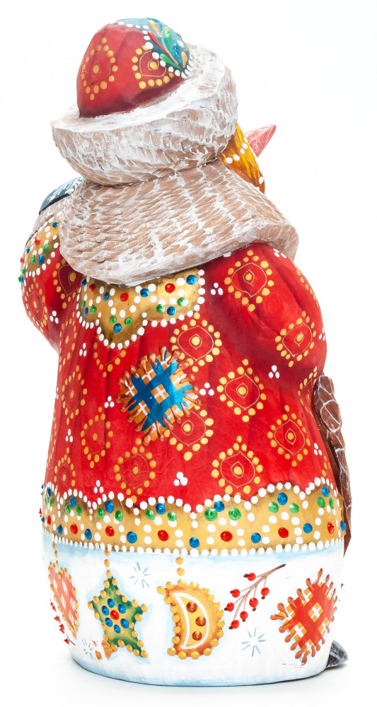 180 mm Snowman with a Lamp hand painted wooden figurine (by Natalia Nikitina Workshop)