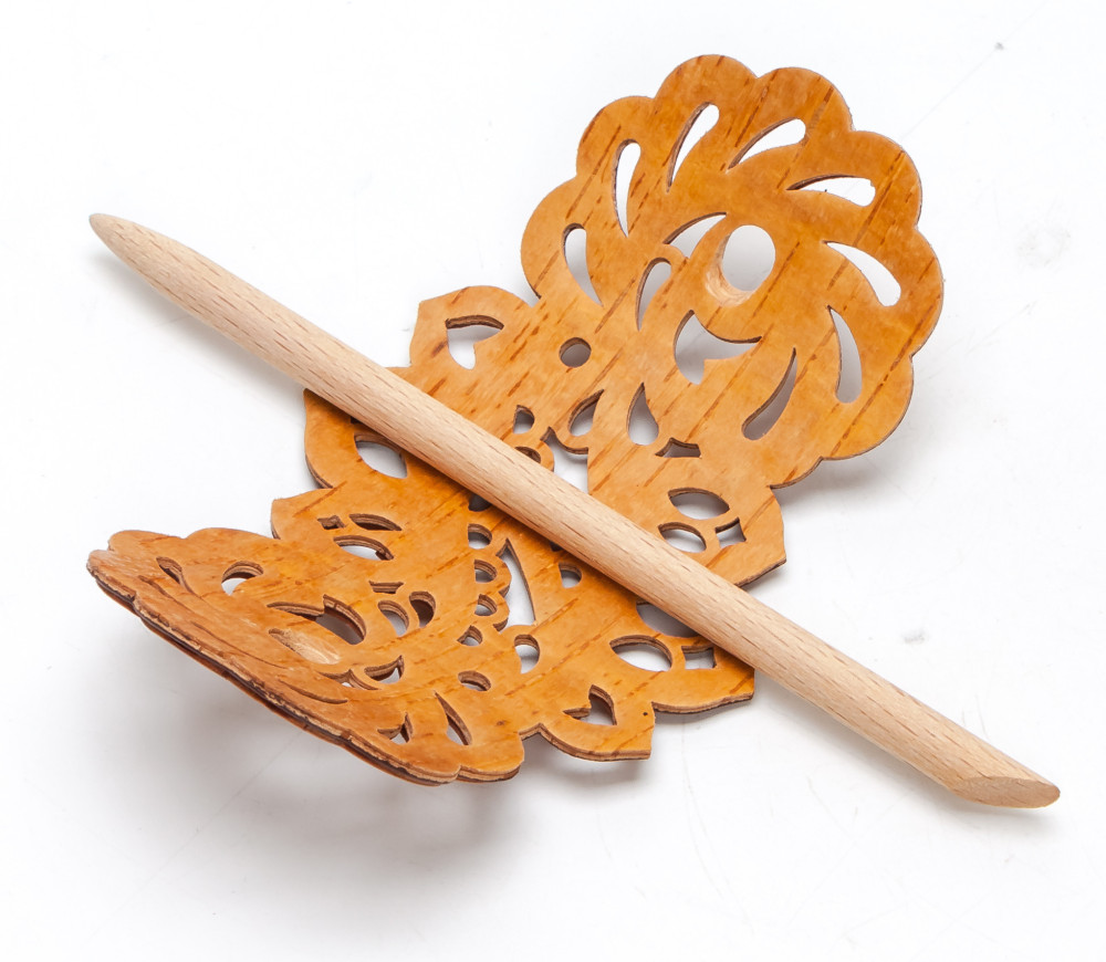 60x120 mm Patterns hand made Birchbark Hair Clip (by Maxim Birch)